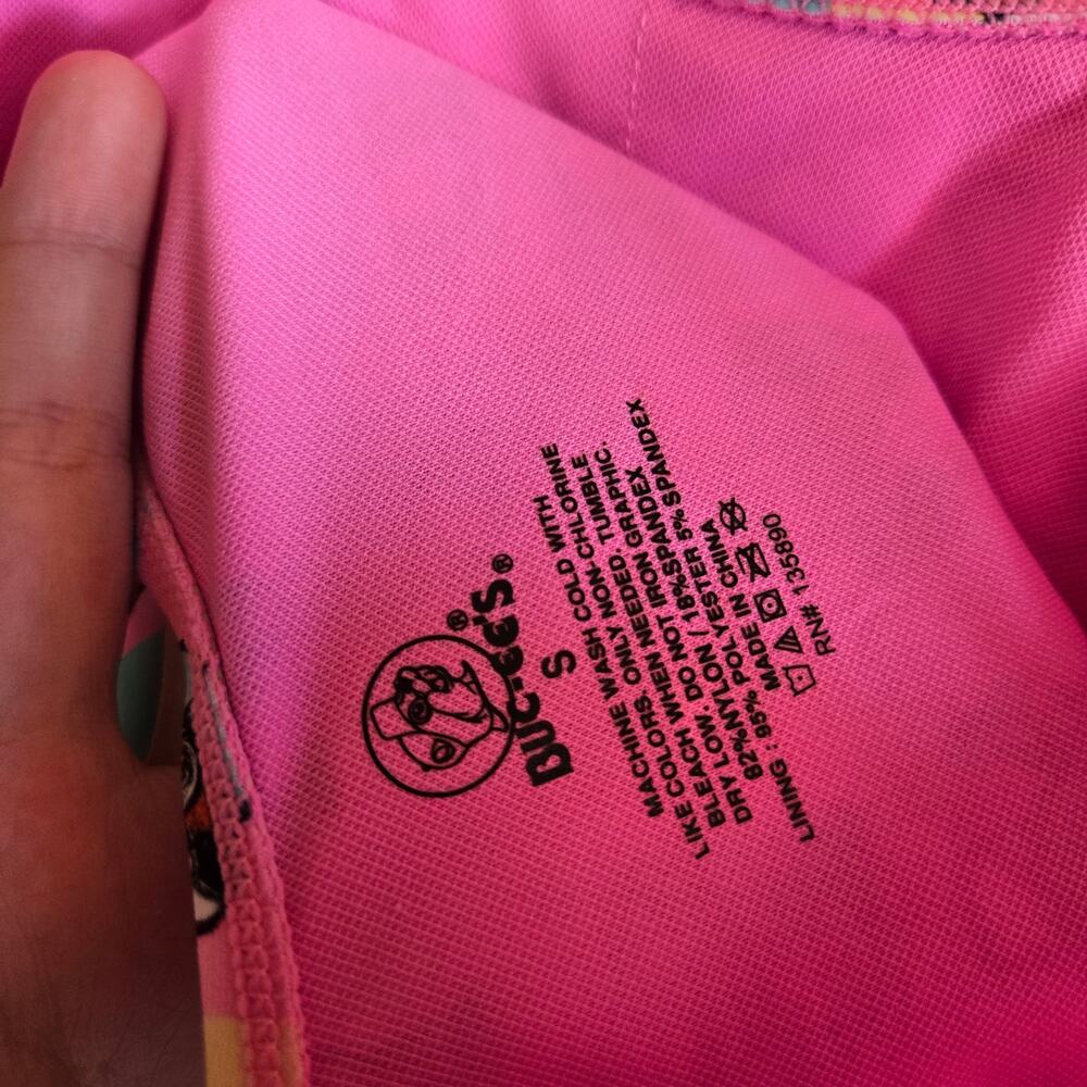 Buc-ee's One Piece Swimsuit Pastel Color Block Preppy Grid Pink S Beaver Logo - Picture 6 of 6